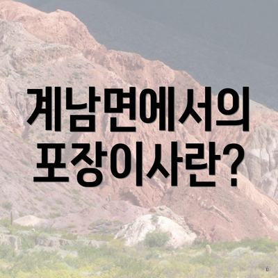 계남면에서의 포장이사란?