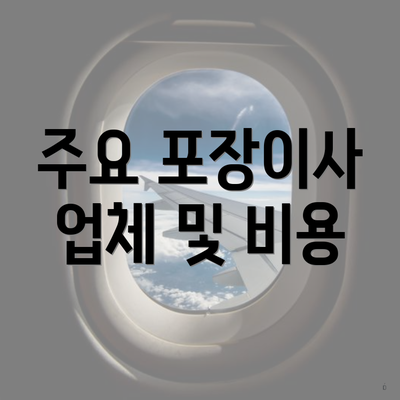 주요 포장이사 업체 및 비용