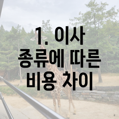 1. 이사 종류에 따른 비용 차이