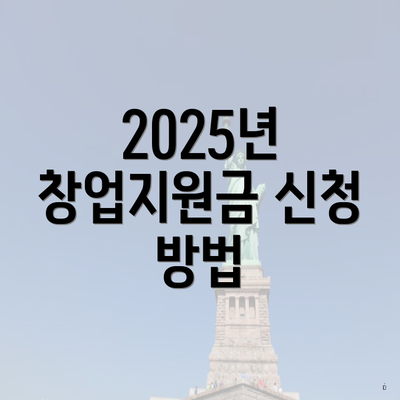 2025년 창업지원금 신청 방법