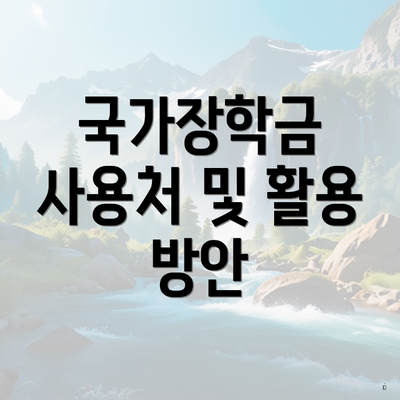 국가장학금 사용처 및 활용 방안
