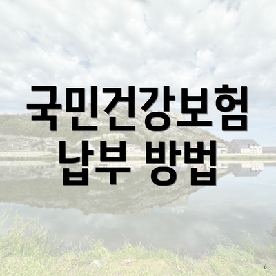 국민건강보험 납부 방법
