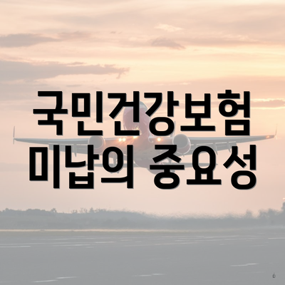 국민건강보험 미납의 중요성