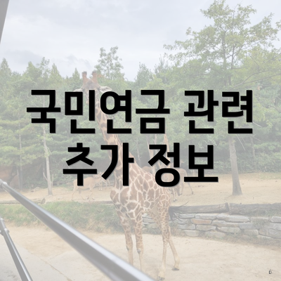국민연금 관련 추가 정보