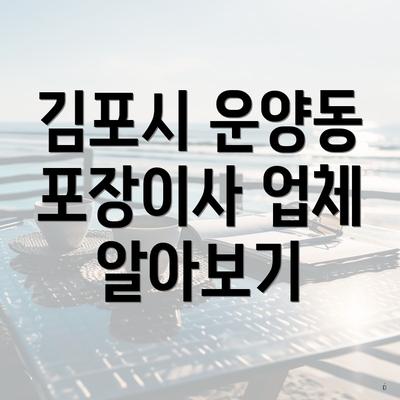 김포시 운양동 포장이사 업체 알아보기