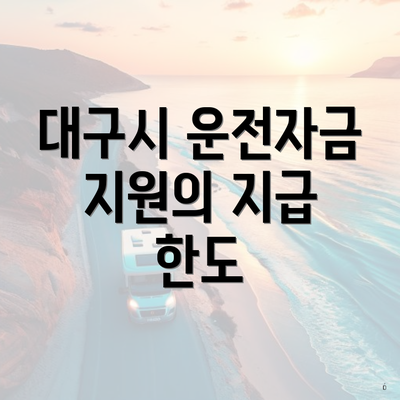 대구시 운전자금 지원의 지급 한도