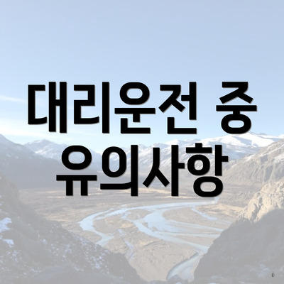 대리운전 중 유의사항