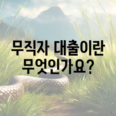 무직자 대출이란 무엇인가요?