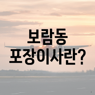 보람동 포장이사란?