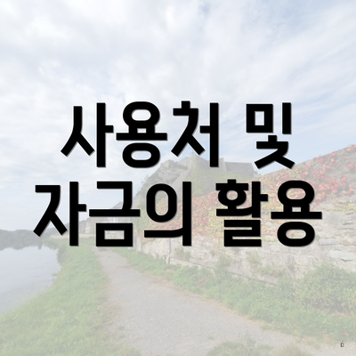 사용처 및 자금의 활용
