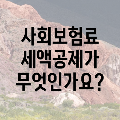 사회보험료 세액공제가 무엇인가요?