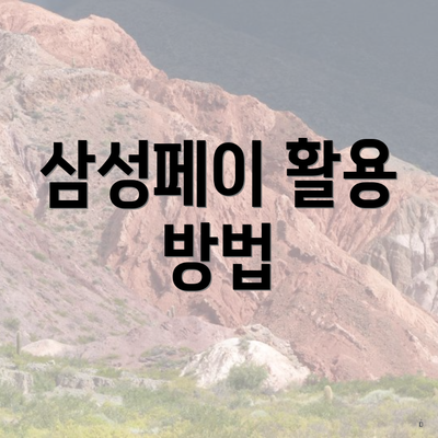 삼성페이 활용 방법
