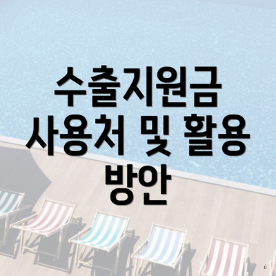 수출지원금 사용처 및 활용 방안