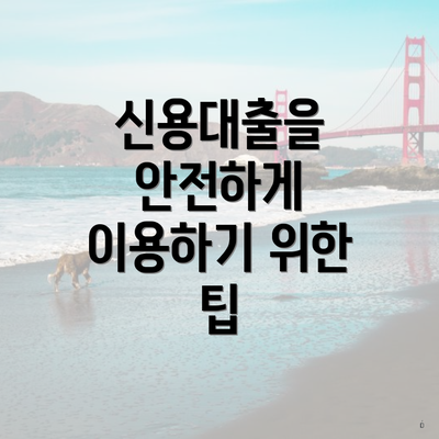 신용대출을 안전하게 이용하기 위한 팁