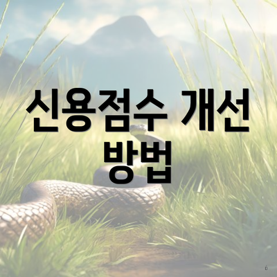 신용점수 개선 방법