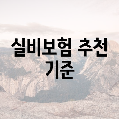 실비보험 추천 기준