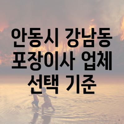 안동시 강남동 포장이사 업체 선택 기준