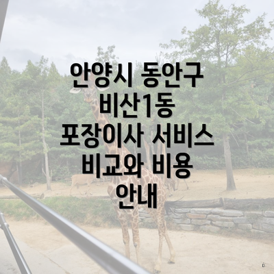 안양시 동안구 비산1동 포장이사 서비스 비교와 비용 안내