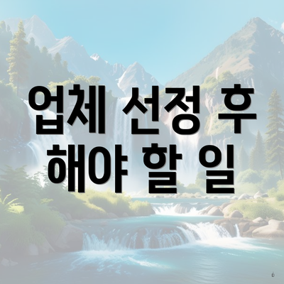 업체 선정 후 해야 할 일