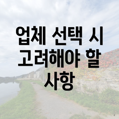 업체 선택 시 고려해야 할 사항