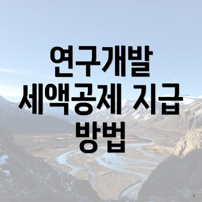 연구개발 세액공제 지급 방법