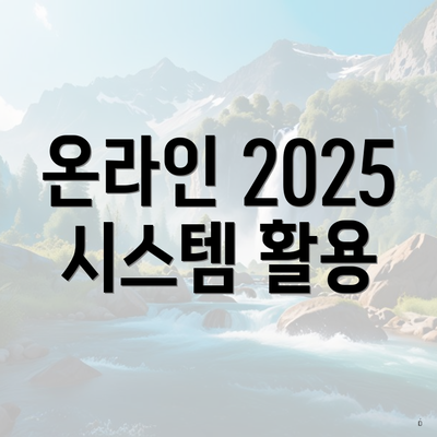 온라인 2025 시스템 활용