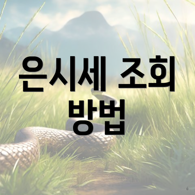 은시세 조회 방법