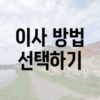 이사 방법 선택하기