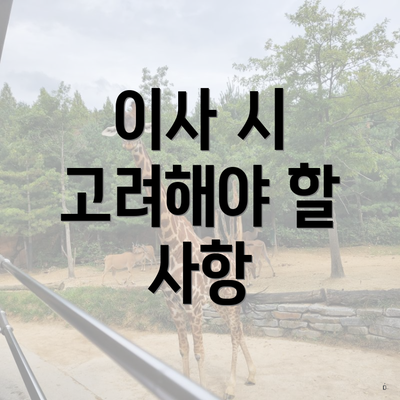 이사 시 고려해야 할 사항