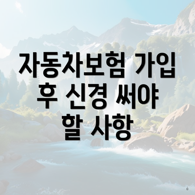 자동차보험 가입 후 신경 써야 할 사항