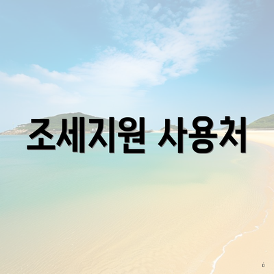 조세지원 사용처