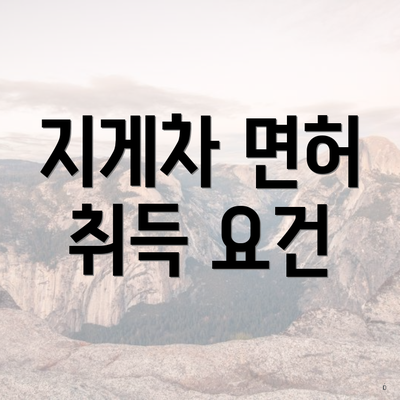 지게차 면허 취득 요건