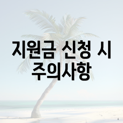 지원금 신청 시 주의사항