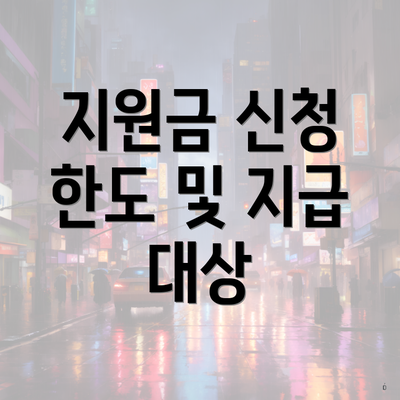 지원금 신청 한도 및 지급 대상