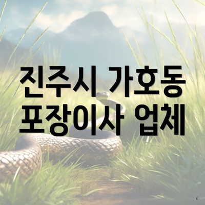 진주시 가호동 포장이사 업체