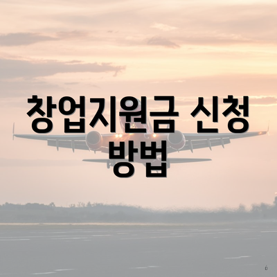 창업지원금 신청 방법
