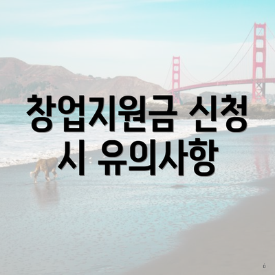 창업지원금 신청 시 유의사항