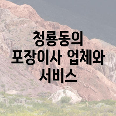 청룡동의 포장이사 업체와 서비스