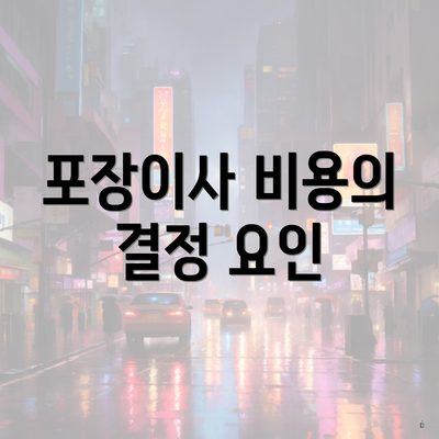 포장이사 비용의 결정 요인
