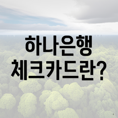 하나은행 체크카드란?