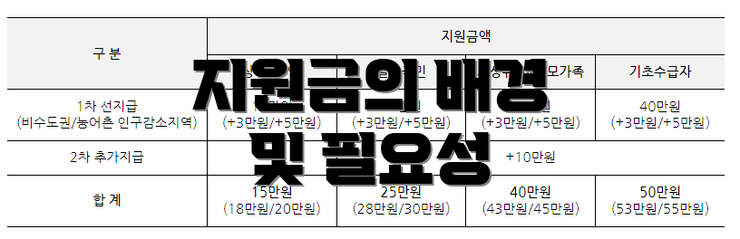 지원금의 배경 및 필요성