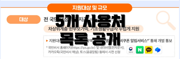 5개 사용처 목록 공개